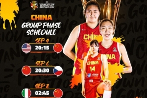 中国女篮世界杯小组赛程出炉：9月4日首战美国 依次战捷克&意大利